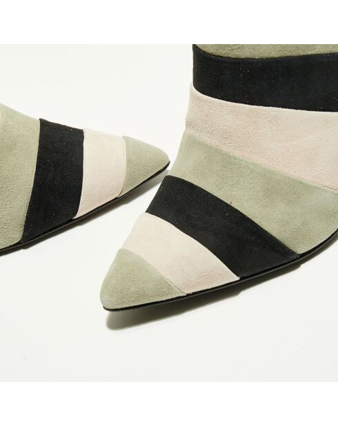 Sandalias Pacey de piel de terciopelo verde pálido, tacón de 10,5 cm