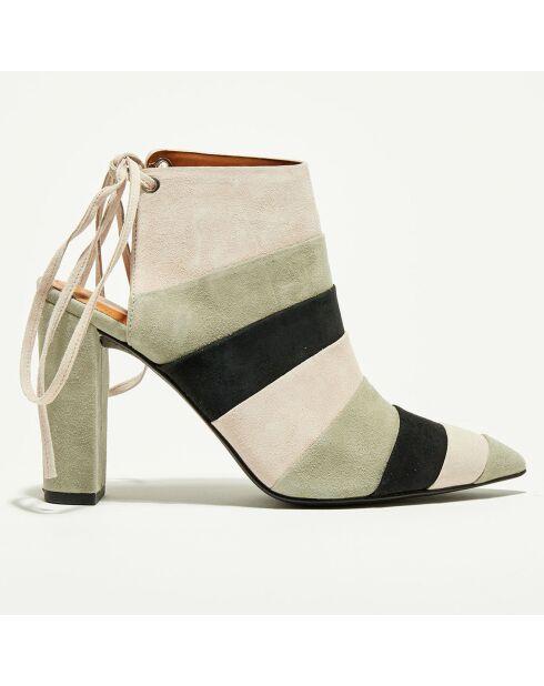 Sandalias Pacey de piel de terciopelo verde pálido, tacón de 10,5 cm