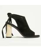 Sandales en Velours de Cuir Drune noires - Talon 10 cm