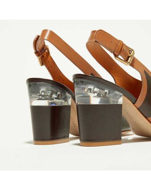 Sandales en Cuir Gaia  camel/marron - Talon 9.5 cm