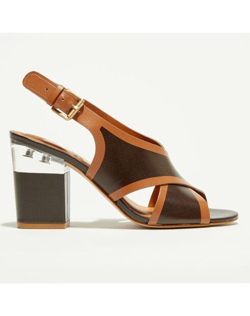 Sandales en Cuir Gaia  camel/marron - Talon 9.5 cm