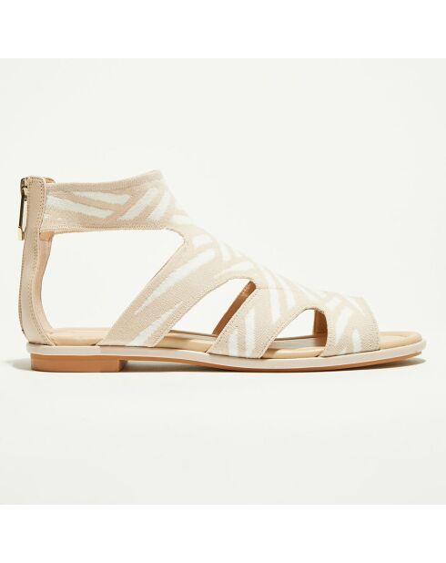 Betsy Nude-Sandalen aus Leder- und Textilmischung