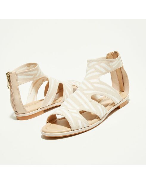 Betsy Nude-Sandalen aus Leder- und Textilmischung