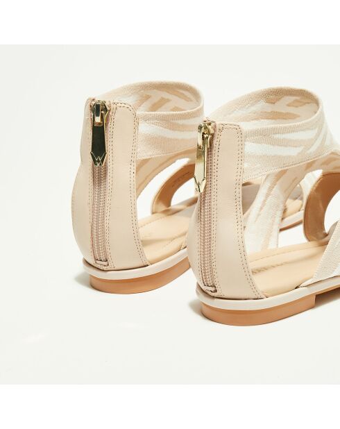 Betsy Nude-Sandalen aus Leder- und Textilmischung