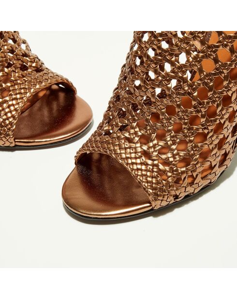 Mapia bronzen sandalen van leer en textiel - hak van 11 cm