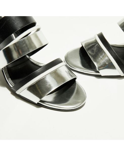 Vera zwarte leren sandalen met hak van 6,5 cm