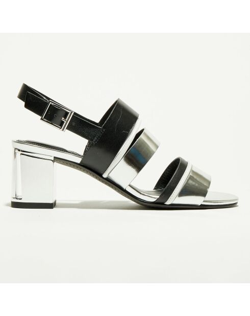 Vera zwarte leren sandalen met hak van 6,5 cm