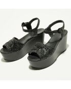 Sandales en Cuir & Textile Oak noires - Talon 9 cm