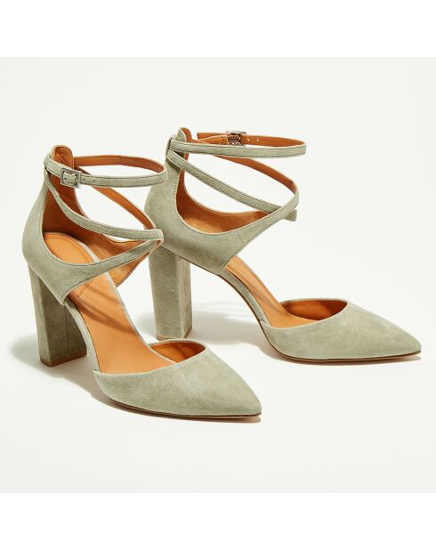 Sandali in pelle Aura Velvet verde chiaro - tacco 9,5 cm