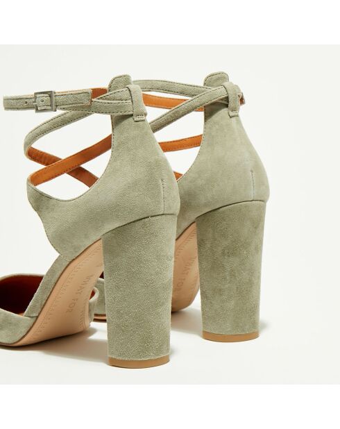 Sandali in pelle Aura Velvet verde chiaro - tacco 9,5 cm