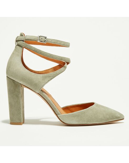 Sandali in pelle Aura Velvet verde chiaro - tacco 9,5 cm