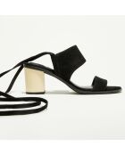 Sandales en Velours de Cuir Andy noires - Talon 7,5 cm