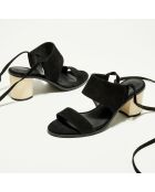 Sandales en Velours de Cuir Andy noires - Talon 7,5 cm
