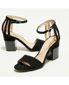 Sandales en Velours de Cuir Palerme noires - Talon 9.5  cm