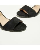 Sandales en Velours de Cuir Palerme noires - Talon 9.5  cm