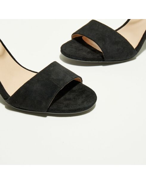 Sandales en Velours de Cuir Palerme noires - Talon 9.5  cm