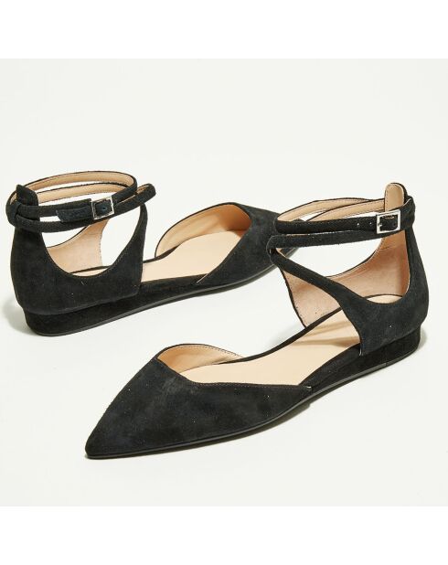 Ballerines en Velours de Cuir Edith noires