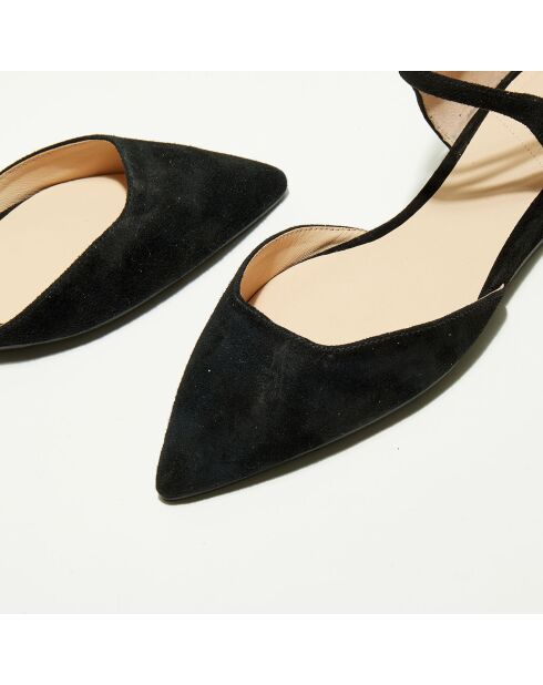 Ballerines en Velours de Cuir Edith noires