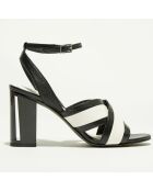 Sandales en Cuir Benji noir/blanc - Talon 9 cm