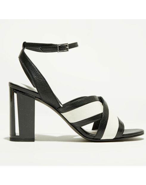 Sandales en Cuir Benji noir/blanc - Talon 9 cm