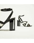 Sandales en Cuir Benji noir/blanc - Talon 9 cm