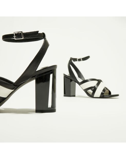 Sandales en Cuir Benji noir/blanc - Talon 9 cm