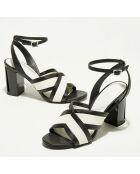 Sandales en Cuir Benji noir/blanc - Talon 9 cm