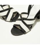 Sandales en Cuir Benji noir/blanc - Talon 9 cm