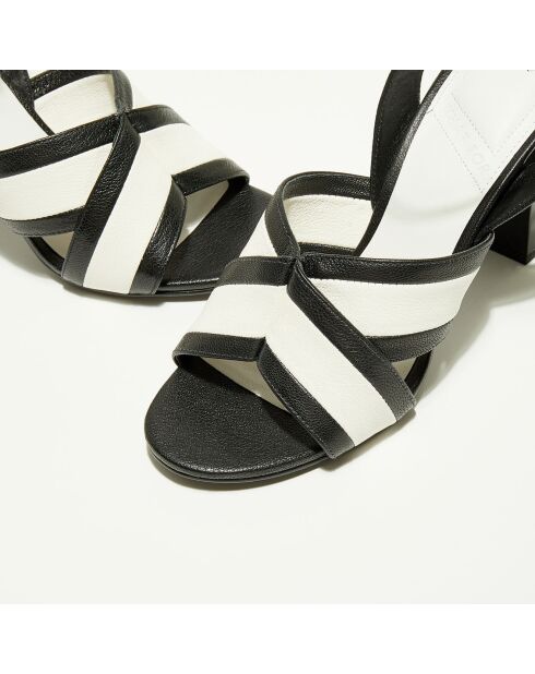 Sandales en Cuir Benji noir/blanc - Talon 9 cm