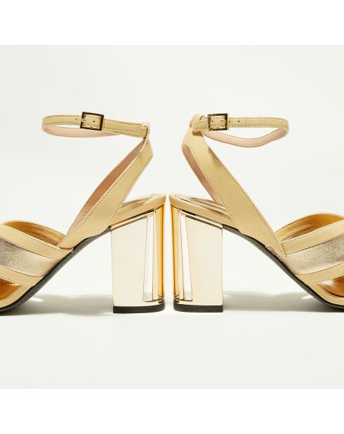 Sandali Benji in pelle beige - tacco 9 cm