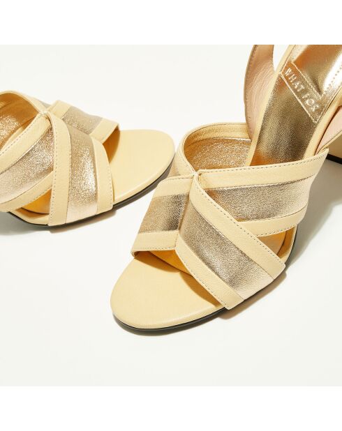 Sandali Benji in pelle beige - tacco 9 cm