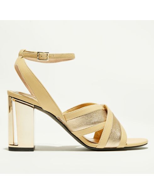 Sandali Benji in pelle beige - tacco 9 cm