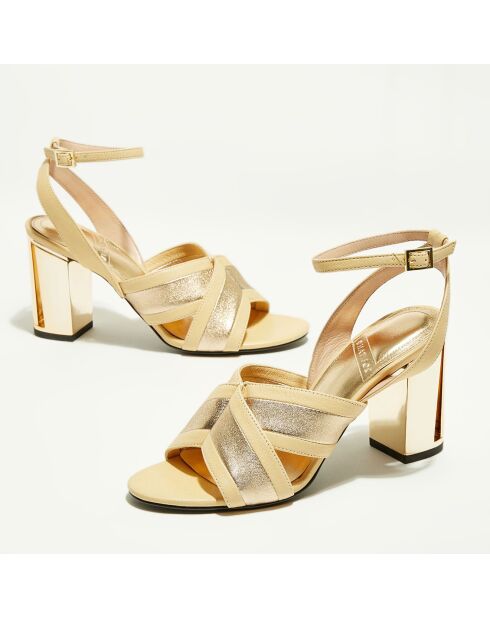 Sandali Benji in pelle beige - tacco 9 cm