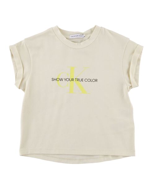 T-Shirt en Coton à Logo Ck jaune clair