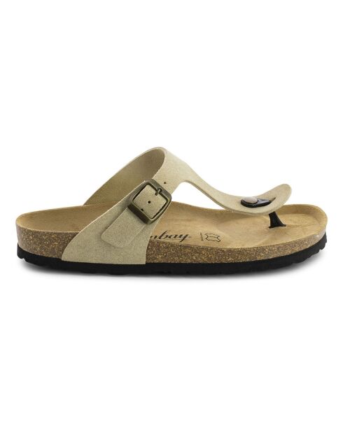 Mules en Velours de Cuir Camelia beiges