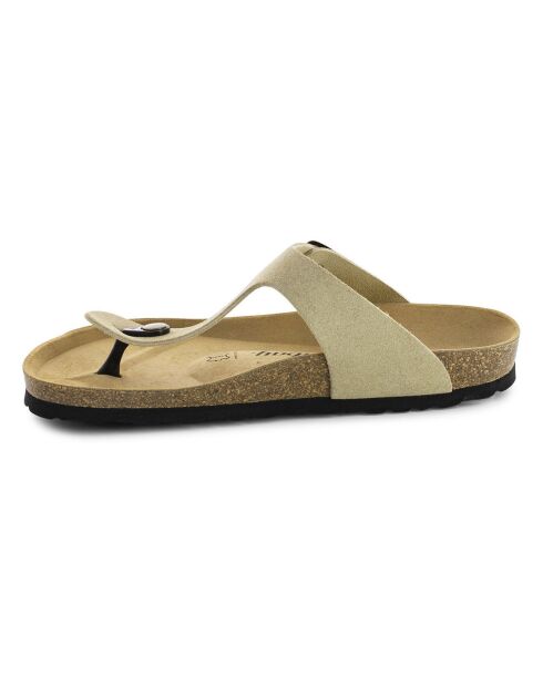 Mules en Velours de Cuir Camelia beiges