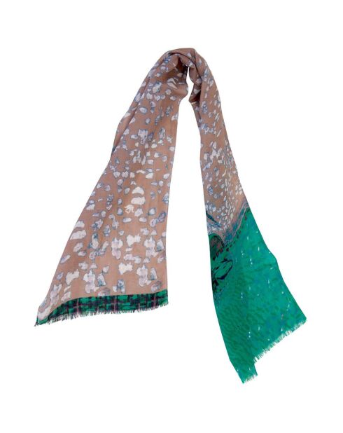 Étole Mondrian en Lin & Soie taupe - 30x150 cm