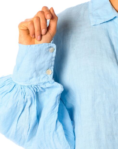 Chemise 100% Lin Lotus bleu ciel
