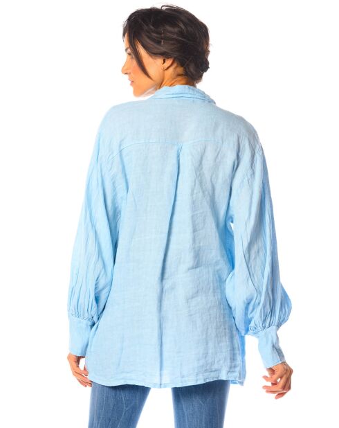 Chemise 100% Lin Lotus bleu ciel