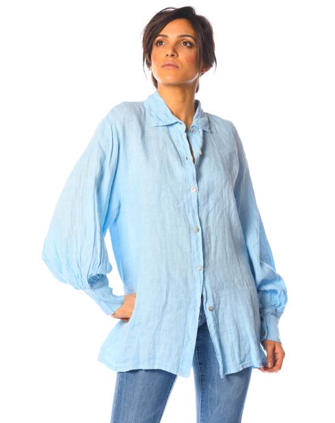 Chemise 100% Lin Lotus bleu ciel