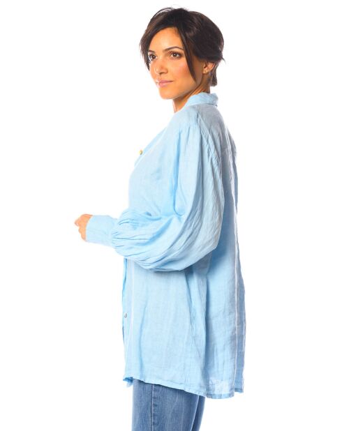 Chemise 100% Lin Lotus bleu ciel