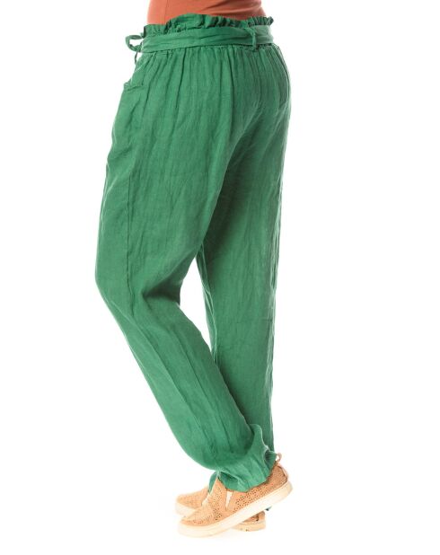 Pantalon 100% Lin Gesse vert