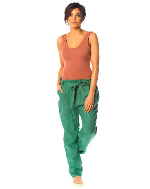 Pantalon 100% Lin Gesse vert