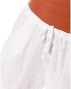 Short 100% Lin Orchis blanc