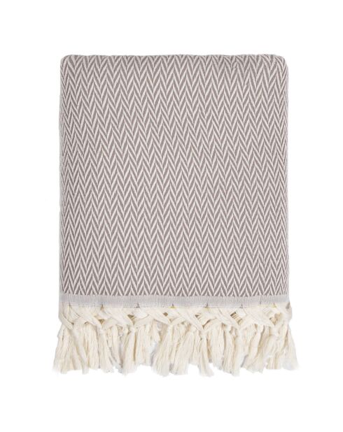 Plaid en Laine & Coton Aspen taupe - 130x170 cm