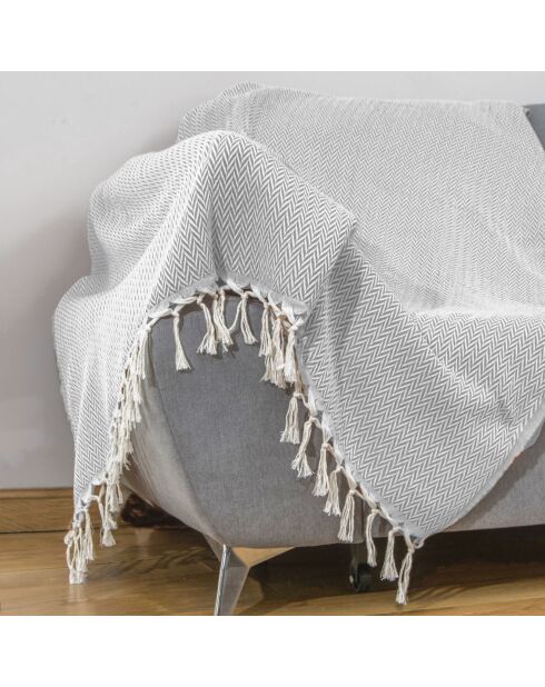 Hellgraues Plaid aus Wolle und Baumwolle Aspen