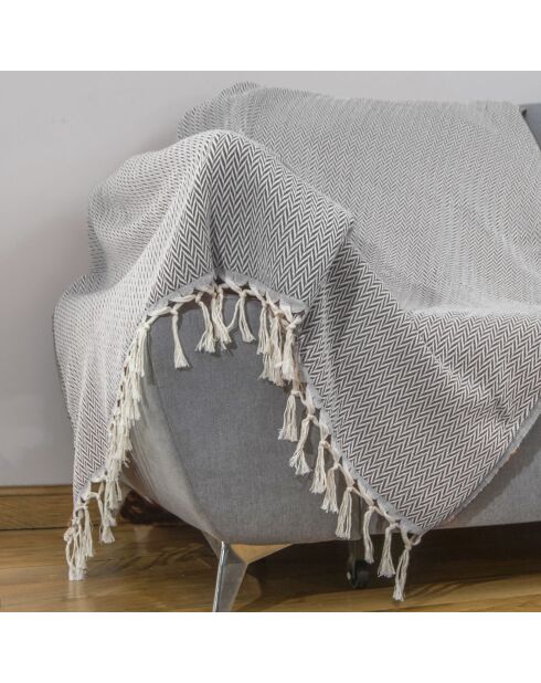 Plaid en Laine & Coton Aspen gris
