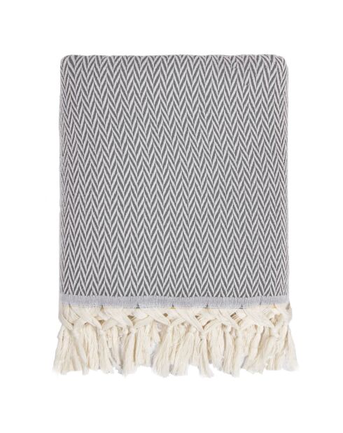 Hellgraues Plaid aus Wolle und Baumwolle Aspen