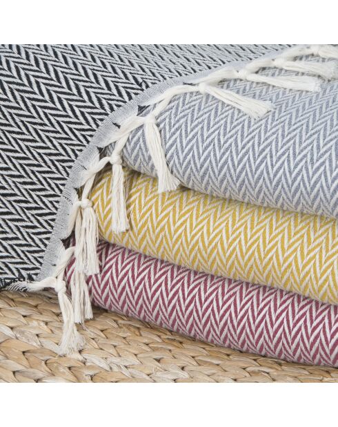 Hellgraues Plaid aus Wolle und Baumwolle Aspen