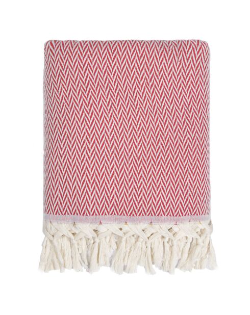Aspenrotes Plaid aus Wolle und Baumwolle